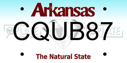 CQUB87 Arkansas License Plate