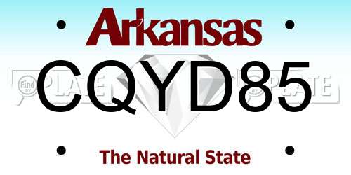 CQYD85 Arkansas License Plate