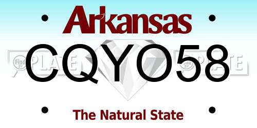 CQYO58 Arkansas License Plate