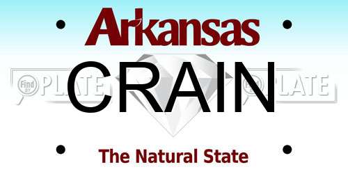 CRAIN Arkansas License Plate