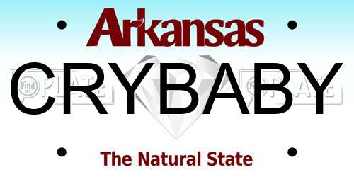 CRYBABY Arkansas License Plate