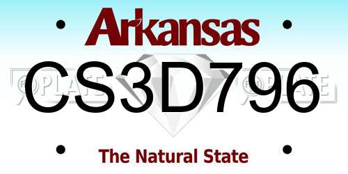 CS3D796 Arkansas License Plate