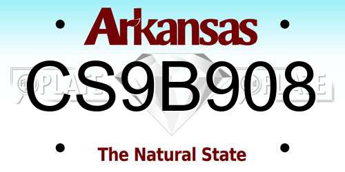 CS9B908 Arkansas License Plate