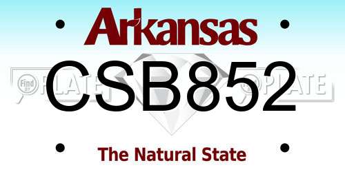 CSB852 Arkansas License Plate