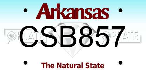 CSB857 Arkansas License Plate