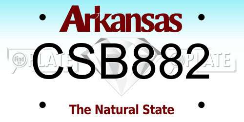 CSB882 Arkansas License Plate
