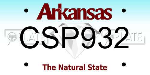 CSP932 Arkansas License Plate