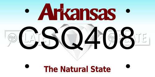 CSQ408 Arkansas License Plate