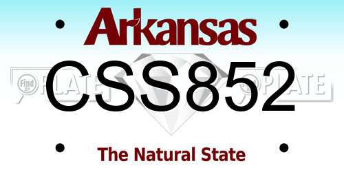 CSS852 Arkansas License Plate
