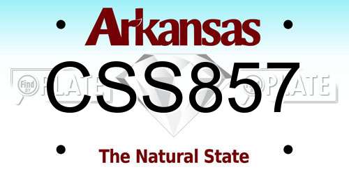 CSS857 Arkansas License Plate