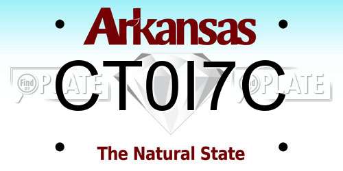 CT0I7C Arkansas License Plate
