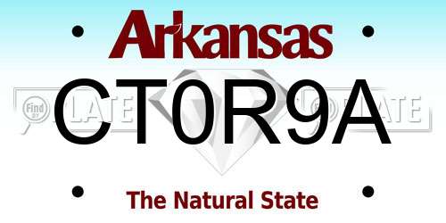 CT0R9A Arkansas License Plate