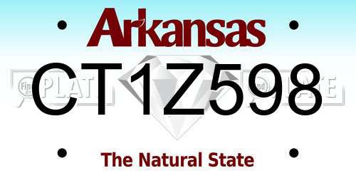 CT1Z598 Arkansas License Plate