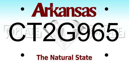 CT2G965 Arkansas License Plate