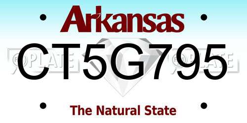 CT5G795 Arkansas License Plate