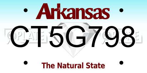 CT5G798 Arkansas License Plate