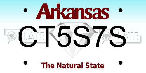 CT5S7S Arkansas License Plate