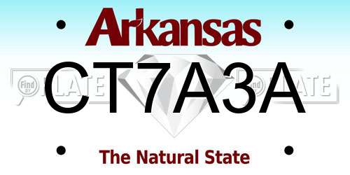 CT7A3A Arkansas License Plate