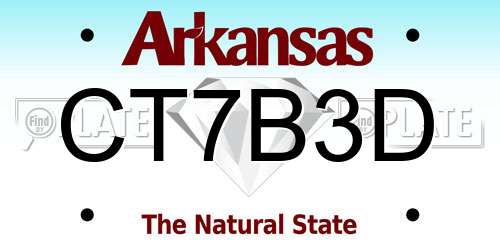CT7B3D Arkansas License Plate