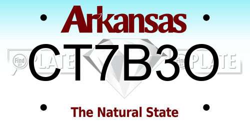 CT7B3O Arkansas License Plate