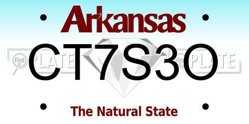 CT7S3O Arkansas License Plate