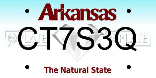 CT7S3Q Arkansas License Plate