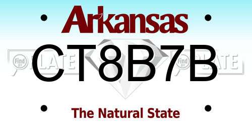 CT8B7B Arkansas License Plate