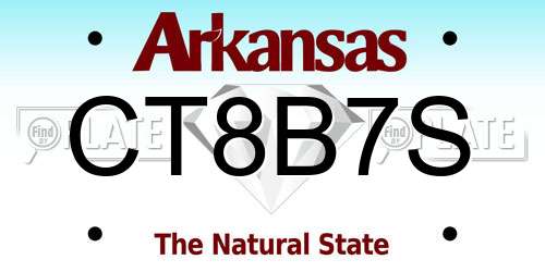 CT8B7S Arkansas License Plate