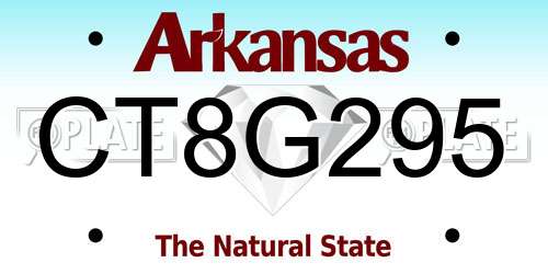 CT8G295 Arkansas License Plate