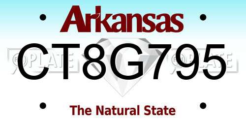 CT8G795 Arkansas License Plate