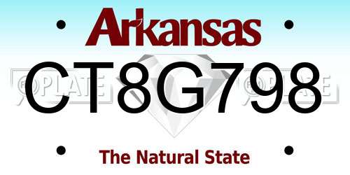 CT8G798 Arkansas License Plate