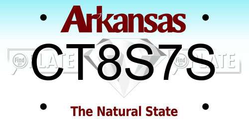 CT8S7S Arkansas License Plate