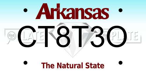 CT8T3O Arkansas License Plate
