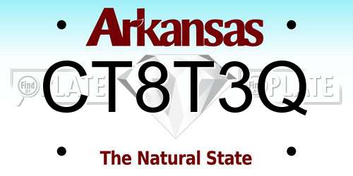CT8T3Q Arkansas License Plate