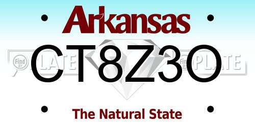 CT8Z3O Arkansas License Plate