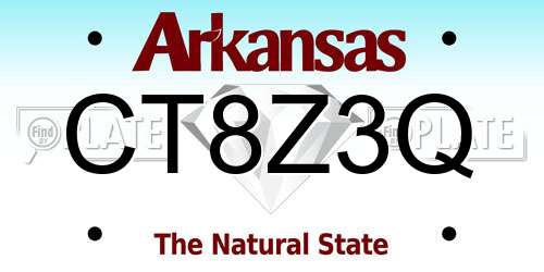 CT8Z3Q Arkansas License Plate