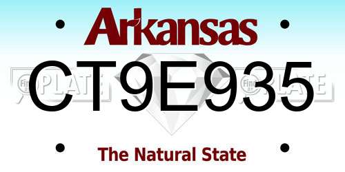 CT9E935 Arkansas License Plate