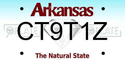 CT9T1Z Arkansas License Plate