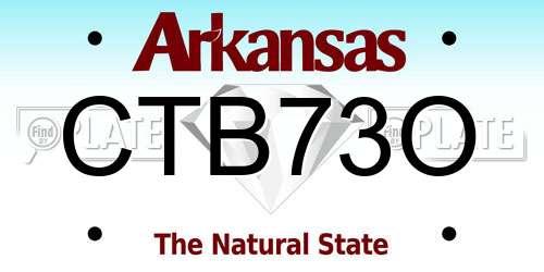 CTB73O Arkansas License Plate