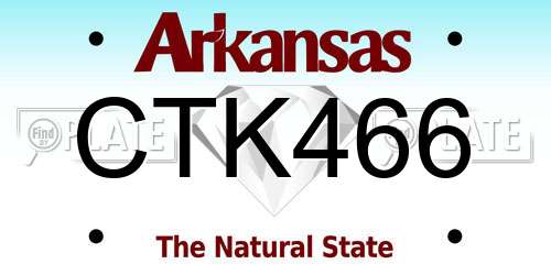 CTK466 Arkansas License Plate