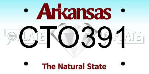 CTO391 Arkansas License Plate