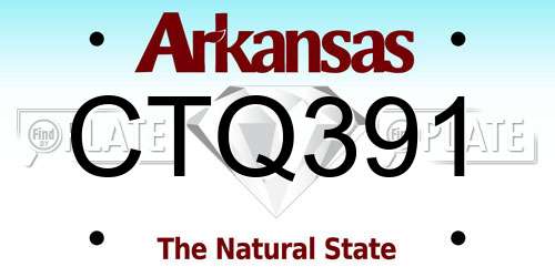 CTQ391 Arkansas License Plate