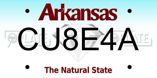 CU8E4A Arkansas License Plate