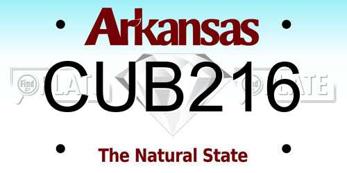 CUB216 Arkansas License Plate
