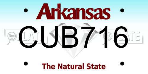 CUB716 Arkansas License Plate