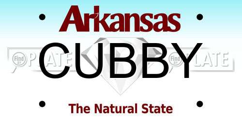 CUBBY Arkansas License Plate