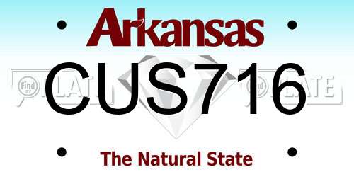 CUS716 Arkansas License Plate