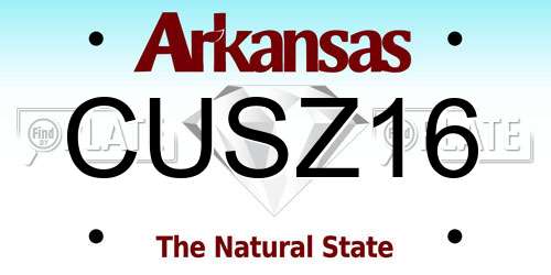 CUSZ16 Arkansas License Plate