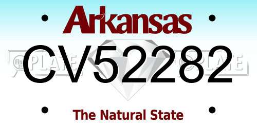 CV52282 Arkansas License Plate
