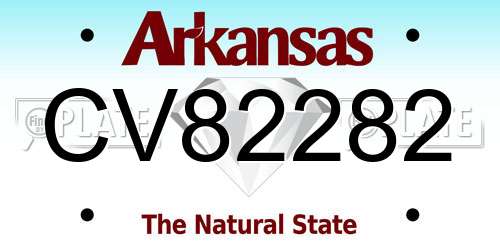 CV82282 Arkansas License Plate